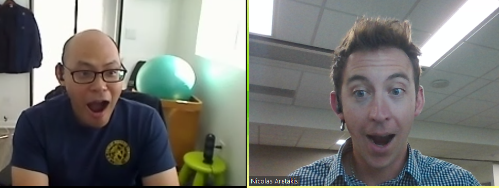 Screenshot from a video meeting of CMS eAPD product owners being delightfully shocked